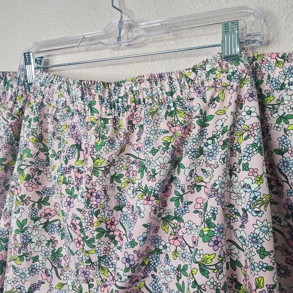 Joyspun Womens 2X Pink‎ Floral Pajama Pants Elastic Waist Faux Fly Pockets Rayon